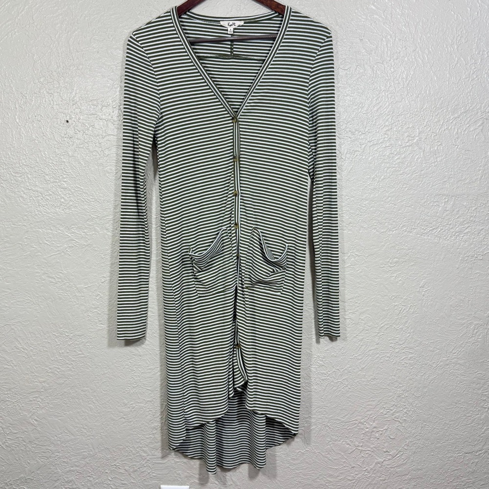 Long Line Duster Cardigan Sweater Small Ribbed Olive Pockets Western‎ Festival